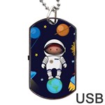 Boy Spaceman Space Rocket Ufo Planets Stars Dog Tag USB Flash (One Side)