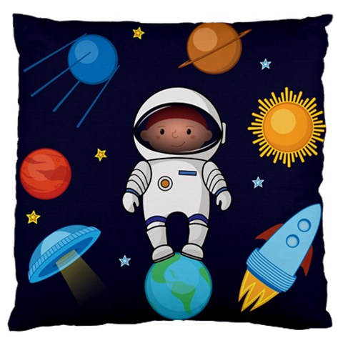 Boy Spaceman Space Rocket Ufo Planets Stars Large Cushion Case (Two Sides) from ArtsNow.com Front