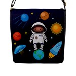 Boy Spaceman Space Rocket Ufo Planets Stars Flap Closure Messenger Bag (L)