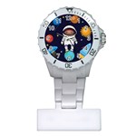 Boy Spaceman Space Rocket Ufo Planets Stars Plastic Nurses Watch