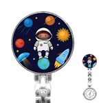 Boy Spaceman Space Rocket Ufo Planets Stars Stainless Steel Nurses Watch