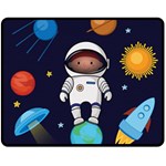 Boy Spaceman Space Rocket Ufo Planets Stars Two Sides Fleece Blanket (Medium)