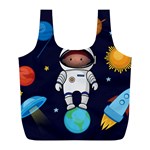 Boy Spaceman Space Rocket Ufo Planets Stars Full Print Recycle Bag (L)