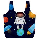 Boy Spaceman Space Rocket Ufo Planets Stars Full Print Recycle Bag (XL)