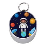 Boy Spaceman Space Rocket Ufo Planets Stars Mini Silver Compasses