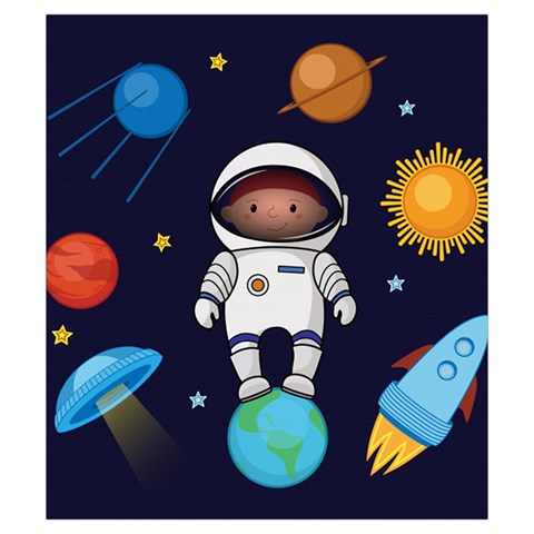 Boy Spaceman Space Rocket Ufo Planets Stars Drawstring Pouch (Small) from ArtsNow.com Front
