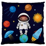 Boy Spaceman Space Rocket Ufo Planets Stars Large Premium Plush Fleece Cushion Case (Two Sides)