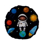 Boy Spaceman Space Rocket Ufo Planets Stars Standard 15  Premium Flano Round Cushions
