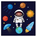 Boy Spaceman Space Rocket Ufo Planets Stars Square Satin Scarf (36  x 36 )
