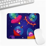 Cartoon Funny Aliens With Ufo Duck Starry Sky Set Small Mousepad