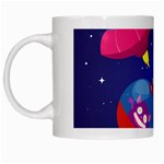 Cartoon Funny Aliens With Ufo Duck Starry Sky Set White Mug