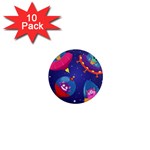Cartoon Funny Aliens With Ufo Duck Starry Sky Set 1  Mini Magnet (10 pack) 