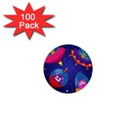 Cartoon Funny Aliens With Ufo Duck Starry Sky Set 1  Mini Buttons (100 pack) 