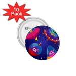Cartoon Funny Aliens With Ufo Duck Starry Sky Set 1.75  Buttons (10 pack)