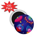 Cartoon Funny Aliens With Ufo Duck Starry Sky Set 1.75  Magnets (100 pack) 