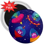 Cartoon Funny Aliens With Ufo Duck Starry Sky Set 3  Magnets (10 pack) 