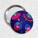 Cartoon Funny Aliens With Ufo Duck Starry Sky Set 2.25  Handbag Mirrors