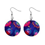 Cartoon Funny Aliens With Ufo Duck Starry Sky Set Mini Button Earrings