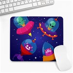 Cartoon Funny Aliens With Ufo Duck Starry Sky Set Large Mousepad