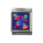 Cartoon Funny Aliens With Ufo Duck Starry Sky Set Italian Charm (13mm)