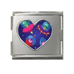 Cartoon Funny Aliens With Ufo Duck Starry Sky Set Mega Link Heart Italian Charm (18mm)