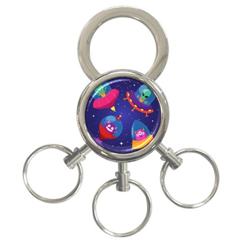 Cartoon Funny Aliens With Ufo Duck Starry Sky Set 3 Front
