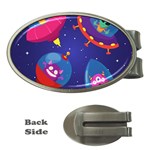 Cartoon Funny Aliens With Ufo Duck Starry Sky Set Money Clips (Oval) 