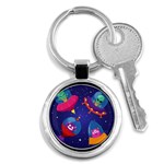 Cartoon Funny Aliens With Ufo Duck Starry Sky Set Key Chain (Round)
