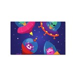 Cartoon Funny Aliens With Ufo Duck Starry Sky Set Sticker (Rectangular)