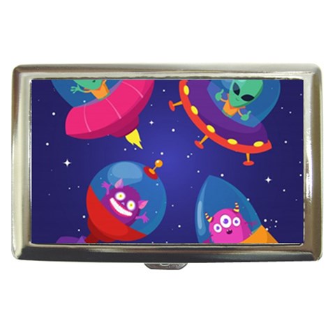 Cartoon Funny Aliens With Ufo Duck Starry Sky Set Cigarette Money Case from ArtsNow.com Front