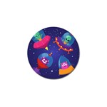 Cartoon Funny Aliens With Ufo Duck Starry Sky Set Golf Ball Marker