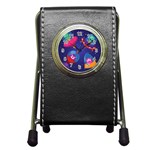 Cartoon Funny Aliens With Ufo Duck Starry Sky Set Pen Holder Desk Clock