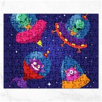 Cartoon Funny Aliens With Ufo Duck Starry Sky Set Rectangular Jigsaw Puzzl