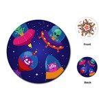 Cartoon Funny Aliens With Ufo Duck Starry Sky Set Playing Cards Single Design (Round)