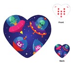 Cartoon Funny Aliens With Ufo Duck Starry Sky Set Playing Cards Single Design (Heart)