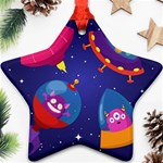 Cartoon Funny Aliens With Ufo Duck Starry Sky Set Star Ornament (Two Sides)