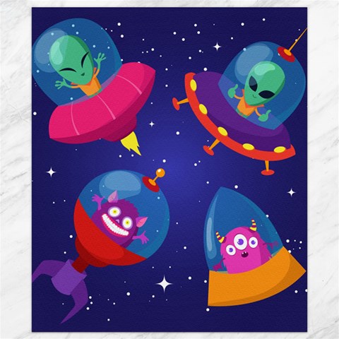 Cartoon Funny Aliens With Ufo Duck Starry Sky Set Canvas 8  x 10  from ArtsNow.com 8.15 x9.66  Canvas - 1