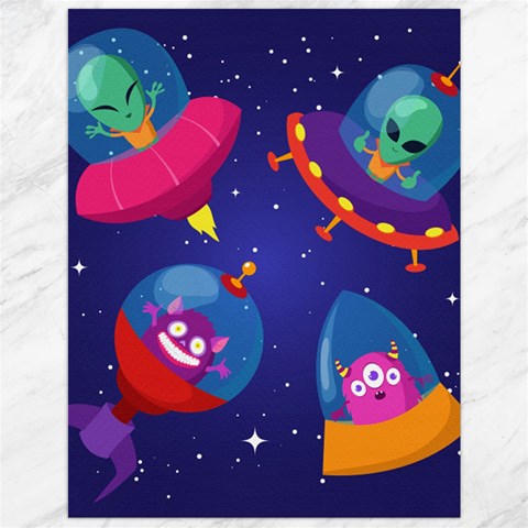 Cartoon Funny Aliens With Ufo Duck Starry Sky Set Canvas 12  x 16  from ArtsNow.com 11.86 x15.41  Canvas - 1