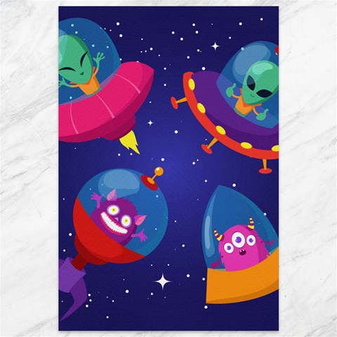 Cartoon Funny Aliens With Ufo Duck Starry Sky Set Canvas 12  x 18  from ArtsNow.com 11.88 x17.36  Canvas - 1