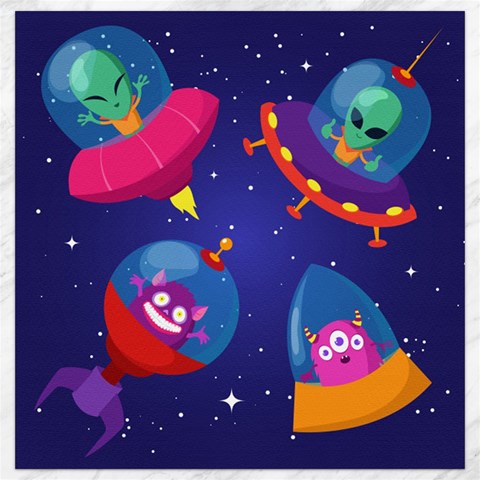 Cartoon Funny Aliens With Ufo Duck Starry Sky Set Canvas 16  x 16  from ArtsNow.com 15.2 x15.41  Canvas - 1