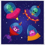 Cartoon Funny Aliens With Ufo Duck Starry Sky Set Canvas 16  x 16 