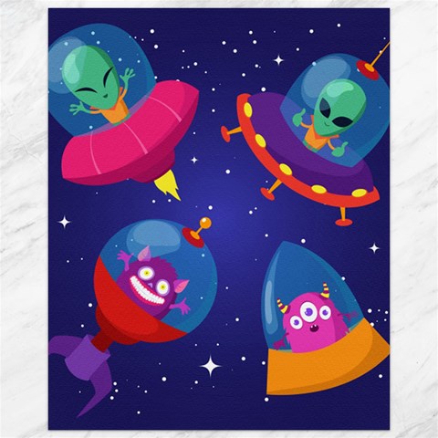 Cartoon Funny Aliens With Ufo Duck Starry Sky Set Canvas 16  x 20  from ArtsNow.com 15.75 x19.29  Canvas - 1