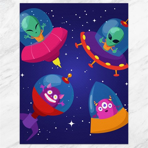 Cartoon Funny Aliens With Ufo Duck Starry Sky Set Canvas 18  x 24  from ArtsNow.com 17.8 x23.08  Canvas - 1