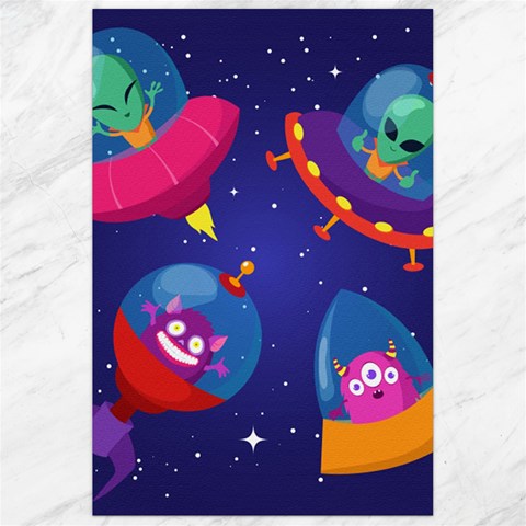 Cartoon Funny Aliens With Ufo Duck Starry Sky Set Canvas 24  x 36  from ArtsNow.com 23.35 x34.74  Canvas - 1