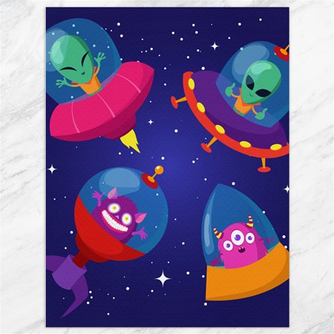 Cartoon Funny Aliens With Ufo Duck Starry Sky Set Canvas 36  x 48  from ArtsNow.com 35.26 x46.15  Canvas - 1