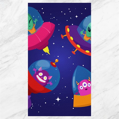 Cartoon Funny Aliens With Ufo Duck Starry Sky Set Canvas 40  x 72  from ArtsNow.com 39.28 x69.23  Canvas - 1