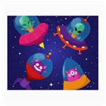 Cartoon Funny Aliens With Ufo Duck Starry Sky Set Small Glasses Cloth (2 Sides)