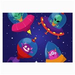 Cartoon Funny Aliens With Ufo Duck Starry Sky Set Large Glasses Cloth (2 Sides)