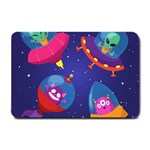 Cartoon Funny Aliens With Ufo Duck Starry Sky Set Small Doormat