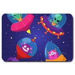 Cartoon Funny Aliens With Ufo Duck Starry Sky Set Large Doormat